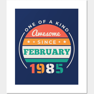 Retro Awesome Since February 1985 Birthday Vintage Bday 1985 Posters and Art